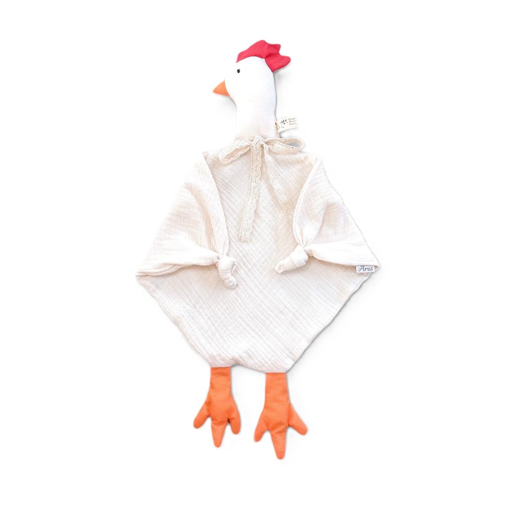 Handmade muslin cuddly toy HEN LATTE
