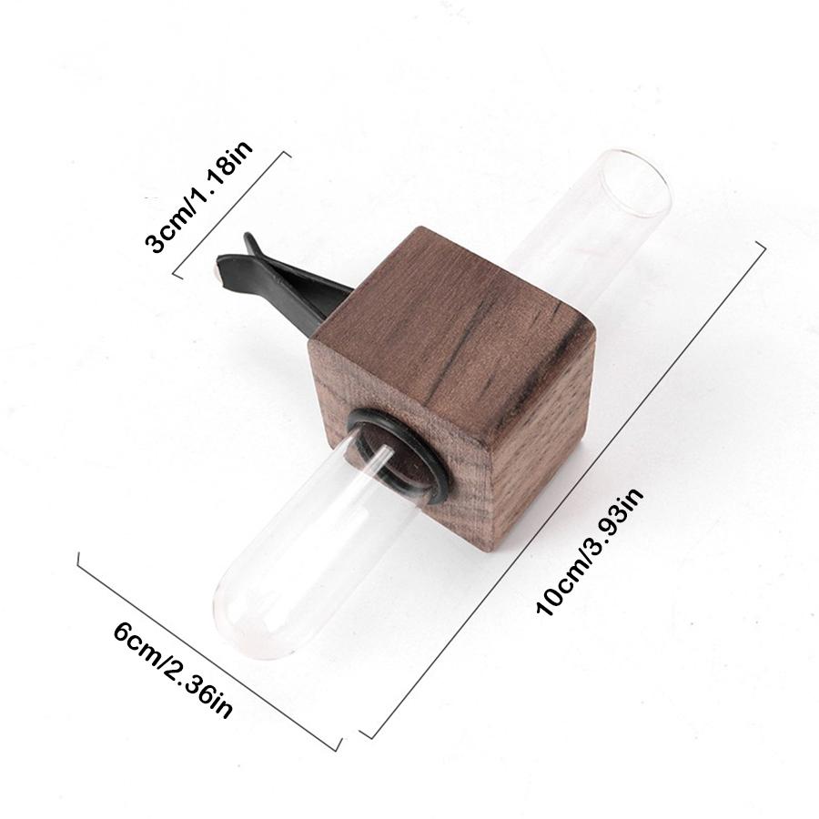 Stable Mini Car Flower Vase Clip Elegant Adjustable Car Vent Flower Vase Walnut and Glass Creative Car Vent Decor Dashboard