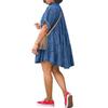 Plus-Size Elastic Denim Puff Sleeve Dress