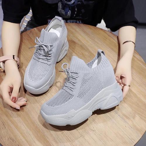 Fashion 2024 Size 34-40 Women White Sneakers Platform Shoes Woman Pumps Autumn Tennis Shoes Summer Heels Shoes Height Increasing 10CM