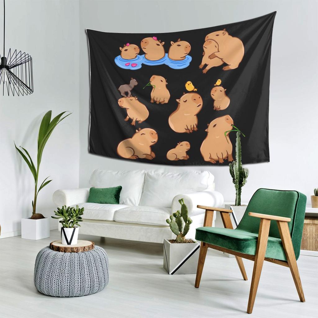 Capybara Muster Wandteppich Dekor Kunst Ästhetische Wandteppiche für Wohnzimmer Schlafzimmer Zuhause Wandtuch Wandbehang