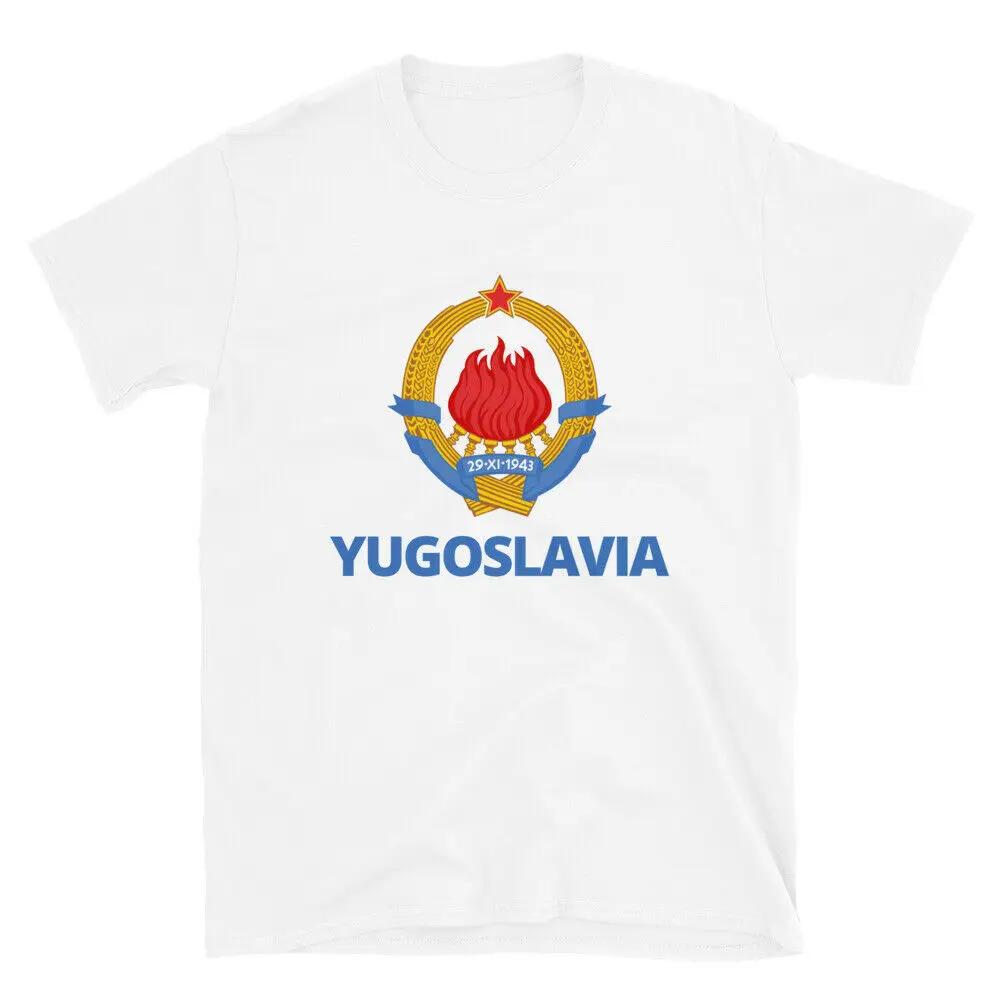 

Винтажная футболка с гербом Югославии Jugoslavija синяя классического кроя мужская 100% повседневная футболка топ размер S-3XL Ins Y2k 4XL