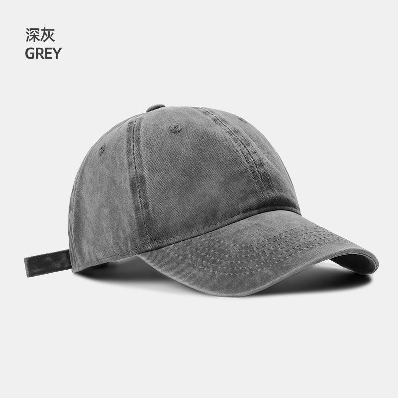 Washed baseball cap solid color trendy fashion casual men's and women's caps big head circumference versatile sun hat