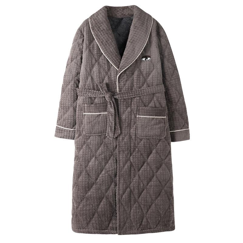 Camicia da notte invernale da uomo ispessita calda in pile di corallo pigiami accappatoi imbottiti lunghi taglie forti flanella abbigliamento da casa