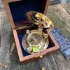 Sundial Compass Solid Brass Vintage Nautical Retro Steampunk Polished Hardwood Box Marine Compass Vintage Nautical Compass and Hardwood Box