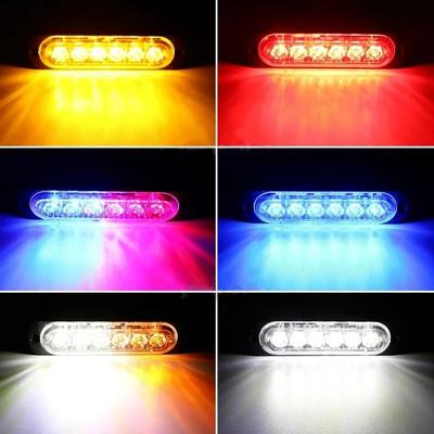 2x Truck 12V 24V 6 LED Strobe Warning Light Strobe Grille Flashing Lightbar Car Beacon Lamp Amber Yellow White Siginal Light