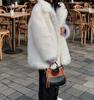 2025 Winter Women's New Flip Collar Medium Length Fur Coat