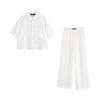 Kaslead New Women clothes Western Style Simple Short sleeve Lapel Shirts Trousers 8017741 8330741