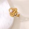 Dainty Heart Stainless Steel Rings Women Anti Fading Artificial Pearl Ring Aesthetic Golden Jewelry Vacation Accessories Gift
