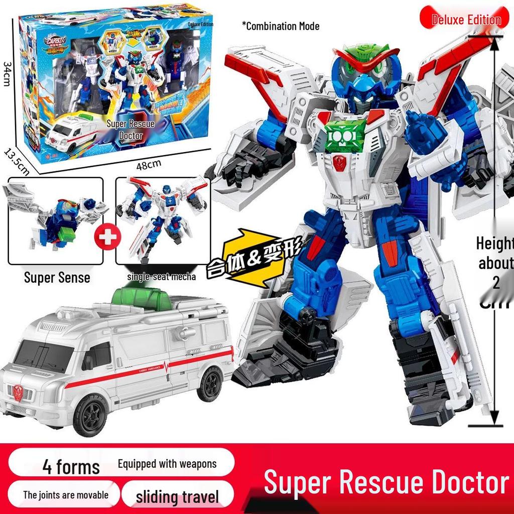 Kabo Car God: Rescue League Transformer Firefighting & Medical Robot Toy Set for Boys