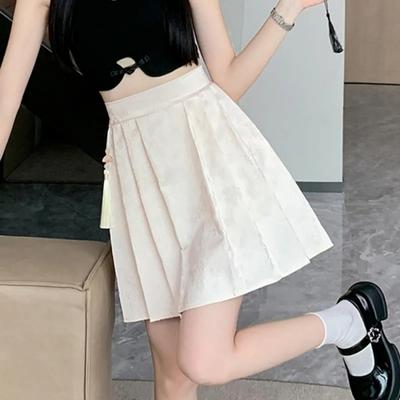 İlkbahar Ve Yaz Ulusal Rüzgar Yeni Büyük Beden Etek Çin Pileli Etek Elastik Belli Yüksek Belli Jakarlı Moda Zayıf Etek