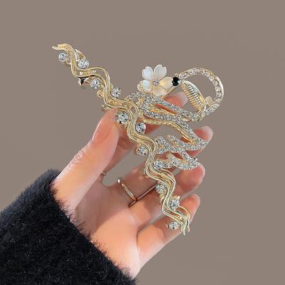 Korejský kovový labutí dráp do vlasů pro ženy Módní křišťálový krab pro ženy Dívčí Sponky do vlasů Spona do culíku Doplňky do vlasů Sluchátka