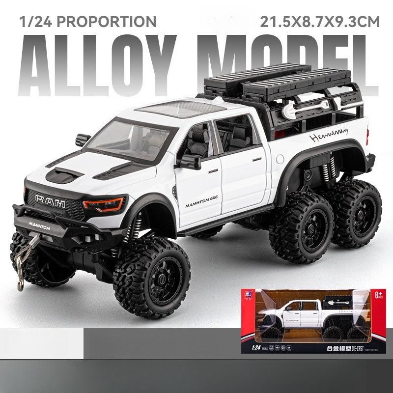 

1:24 DODGE Tyrannosaurus RAM 1500 REX Металева модель пікапа REX Звук Світло Дитяча Іграшка Подарунок білий