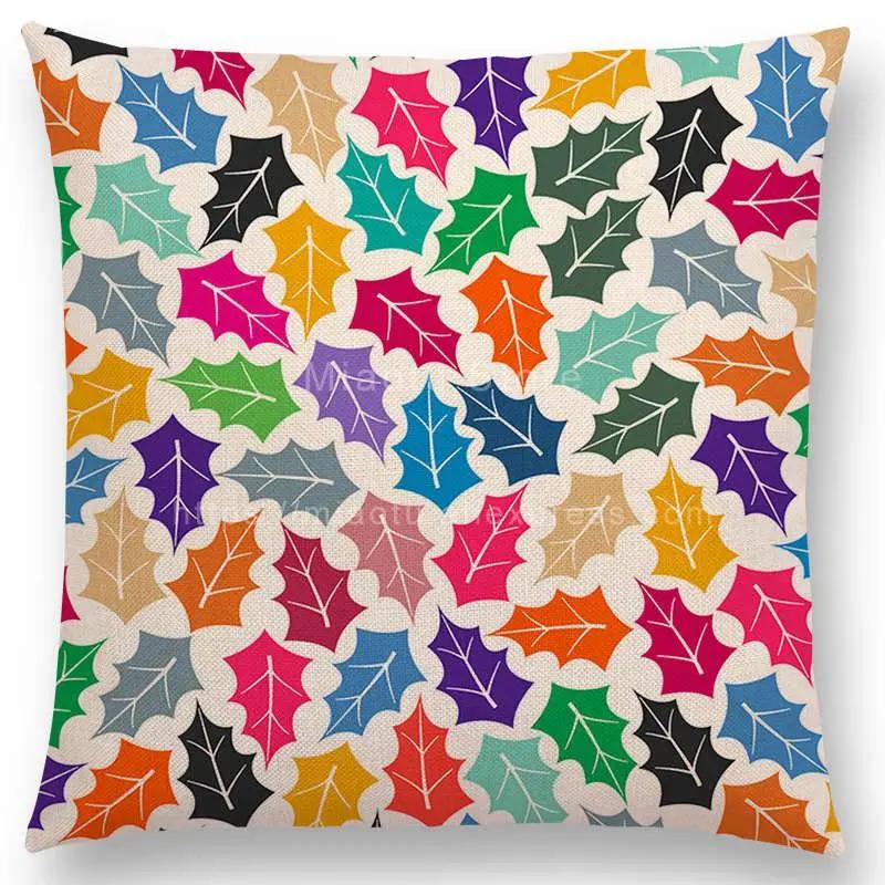 Kolorowe Kwiaty Liście Kropki Poszewka na Poduszkę na Sofę Gwiazdy Fale Wzór Geometryczny Pastelowe Trójkąty Diament Tęcza Poszewka na Poduszkę