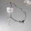 Contrasting Butterfly Titanium Steel Splicing Necklace Summer Premium Niche Accessories Hip Hop Sweet Cool Wind Clavicle Chain