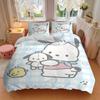3pcs Blue Cute Pochacco Three-Piece Patterned Quilt Cover Set - Soft and Cozy Bedroom, Guest Room and Dorm Decorative Bedding 3-Piece Set 1 Quilt