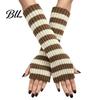 Outdoor Sports Warmers Striped Knitted Arm for Women, Fingerless Sleeves, Soft Comfortable Sleeves Typing Thermal Wrist Autumn Winter, Fashion