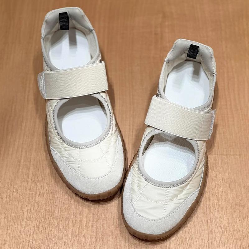 Soft Leather Version~ Miu Home Leather Inner Height Increase Mary Jane Single Shoes Women's 2025 New Velcro Casual Ballet Shoes
