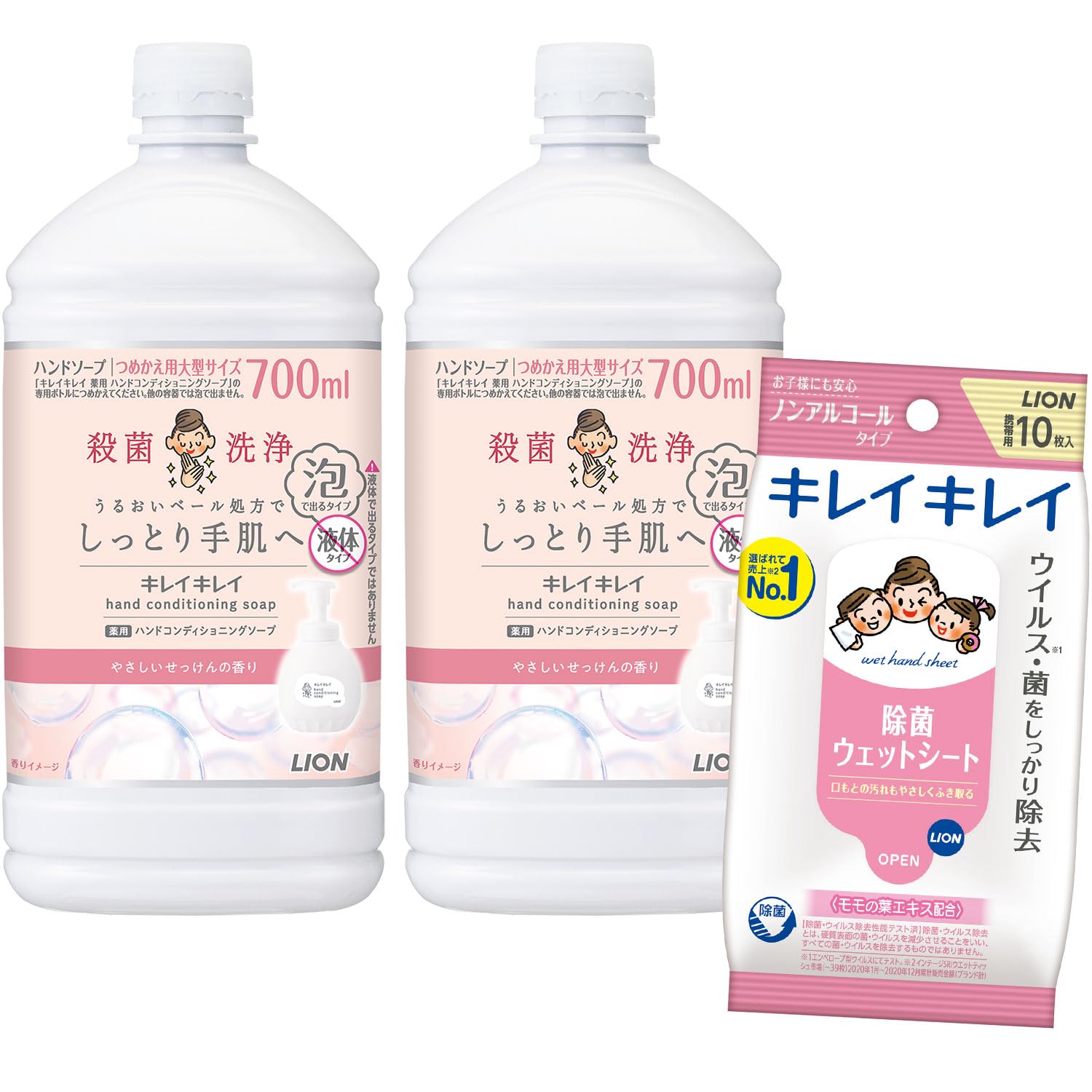 

Kirei Kirei Лечебное мыло для кондиционирования рук Большое 700 мл x 2 Дезинфицирующее Увлажняющее [Квази-лекарство] Мыло, Аромат, Сменный блок, Размер, + Салфетки, Антибактериальное,