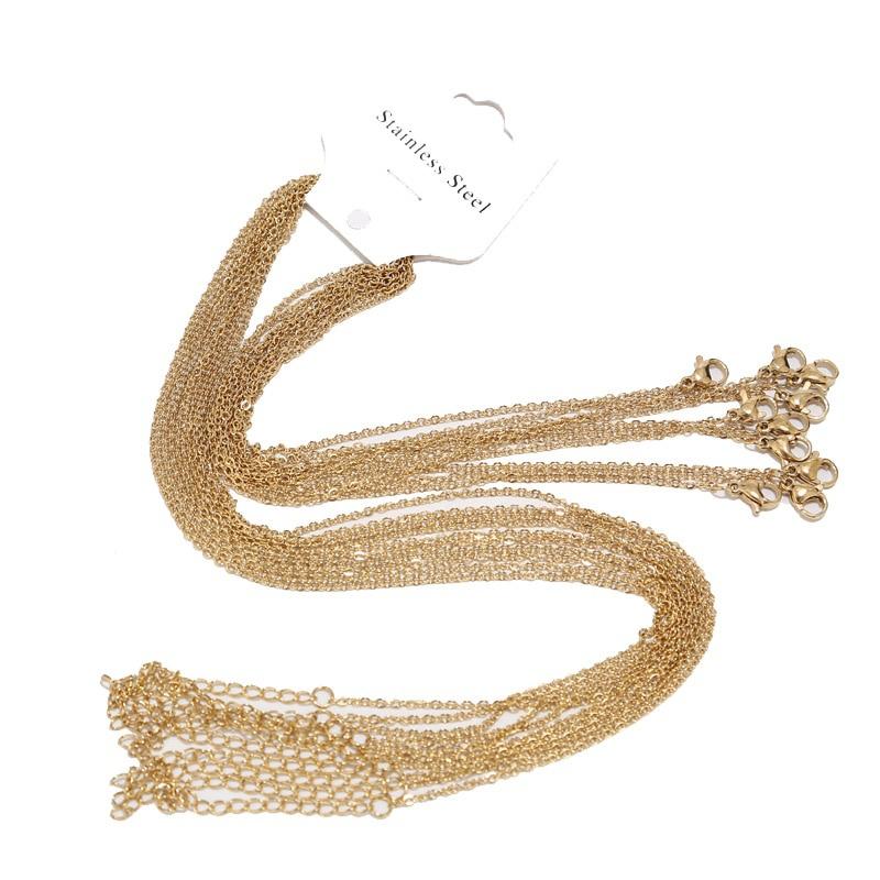 10pcs/lot 1.5mm Width O-chain Stainless Steel Flat Cable Chain Necklace for Bulk 45cm+5cm