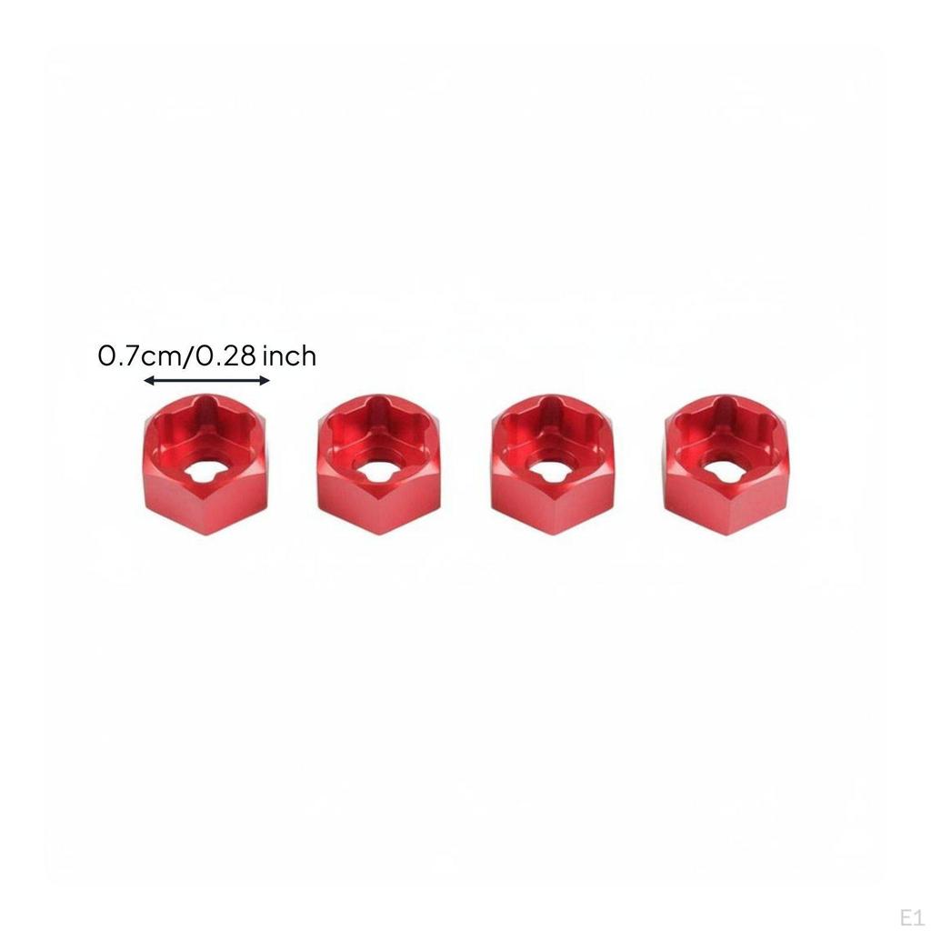 4 Pieces 5mm To 7mm Hex Adapters Anodized Finish Wheel Hexagonal Drive Hub Red