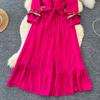 Abito Slim Vintage Ricamato Scollo a V per Donna Paillettes Frange Vocation Spiaggia A-line Abiti Casual Monopezzo Vestido Mujer Nuovo