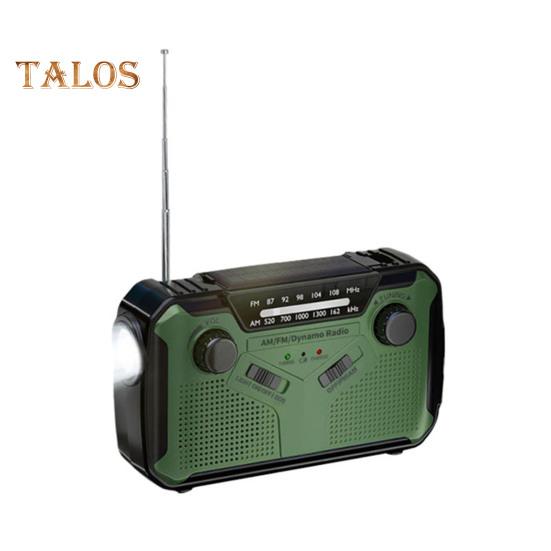 

Аварийное солнечное радио с рукояткой и фонариком, компактный дизайн, портативное AM/FM-радио на батарейках с сигналом SOS армия зеленый