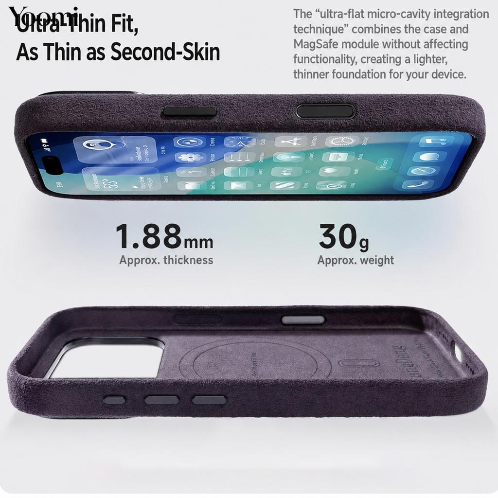 For iPhone 18 Pro Max Alcantara Magnetic Case With MagSafe Supercar Same Suede Luxury Leather Cover For iPhone 18 17 Pro Max
