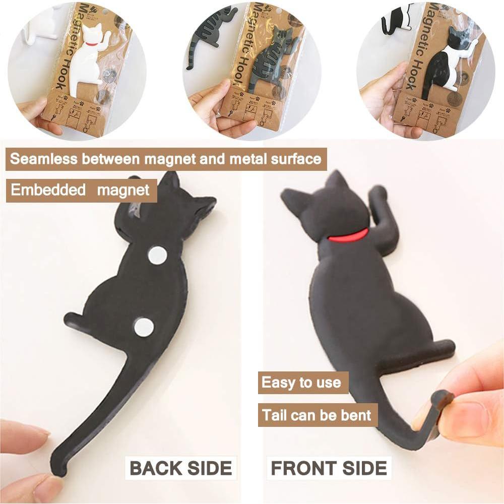 LMETJMA Cat Magnetic Refrigerator Hooks Cute Fridge Magnets Hanging Hook Fridge Magnet Sticker Animal Shaped Key Hanging Hooks