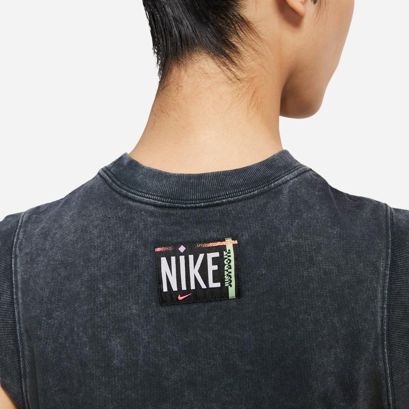 Nike Solid Color Sleeveless Short Casual Vest Women Tops Black CZ9853-010