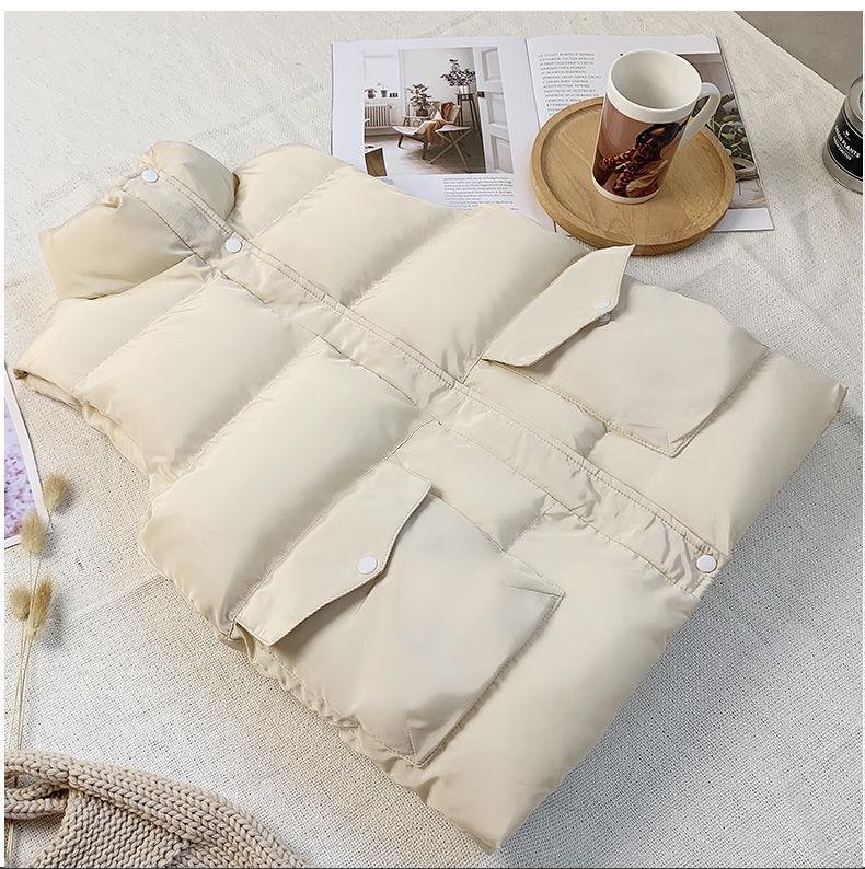 2023 Women's Winter Bread Style Short Down Cotton Padded Vest - Sleeveless, Casual Korean Fashion