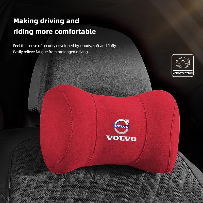 Car Seat Suede Memory Cotton Neck Pillow Headrest For Volvo Xc60 Xc90 V40 V60 S60 V50 V90 S80 C40 XC40 V70 XC70 C30 C70 Rdesign