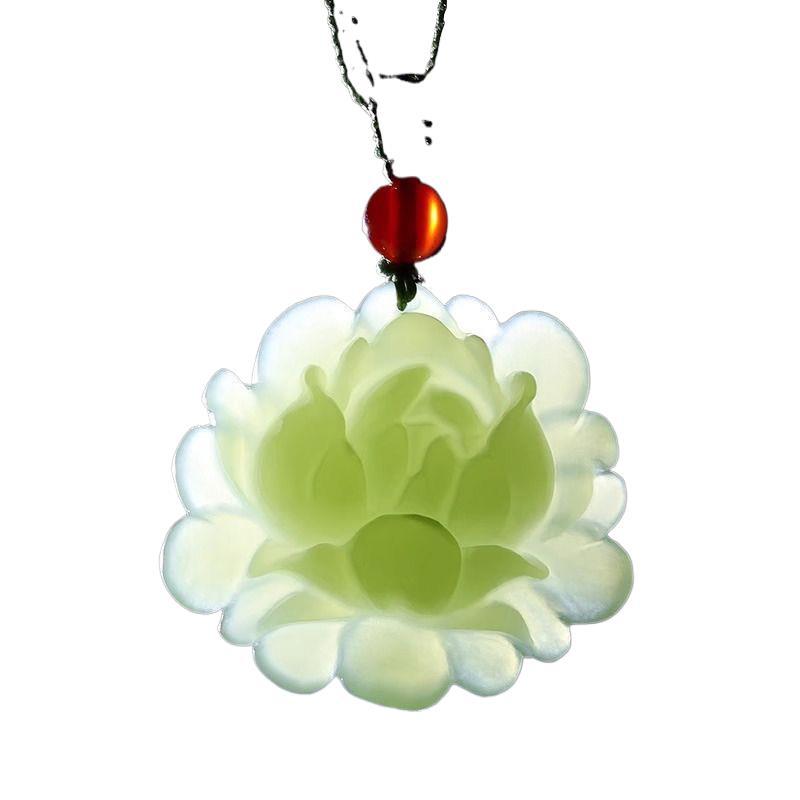 

Pendant Lotus Blooming Wealth Lotus Jade Necklace for Men and Women 50CM