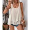 Canotta Donna a Tubo Cami Senza Maniche Doppio Strato a Torta con Fondo Svasato T-shirt