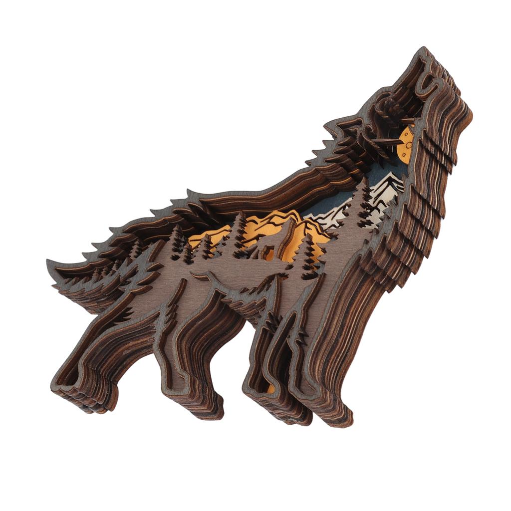 Wolf Totem Statue Wolf Howling Mechanical Engraving Safe Durable Wood Widely Used Wooden Wolf