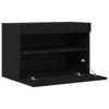 Wall Mounted TV Cabinet with LED Lighting Black Oak Effect 60 X 30 X 40 Cm