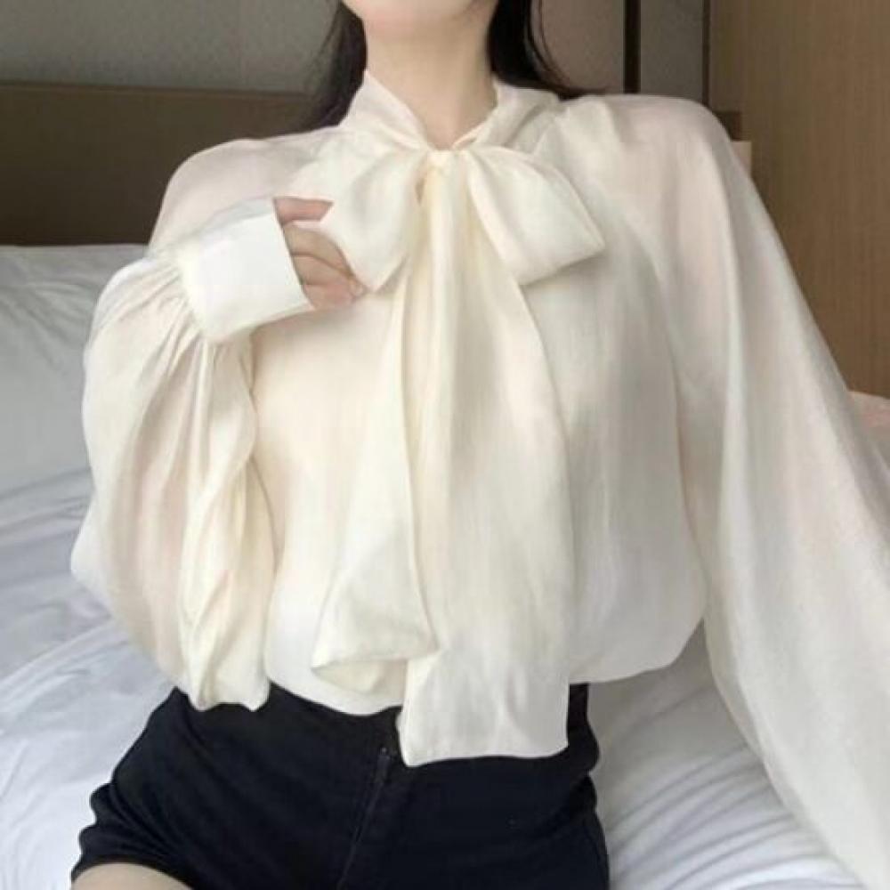 Navava Women S Ribbon Neck Long Sleeve blouSe Nb2487