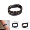 Geometric Style Mens Weaving Leather Wristband With Bead Design For Travel Gift