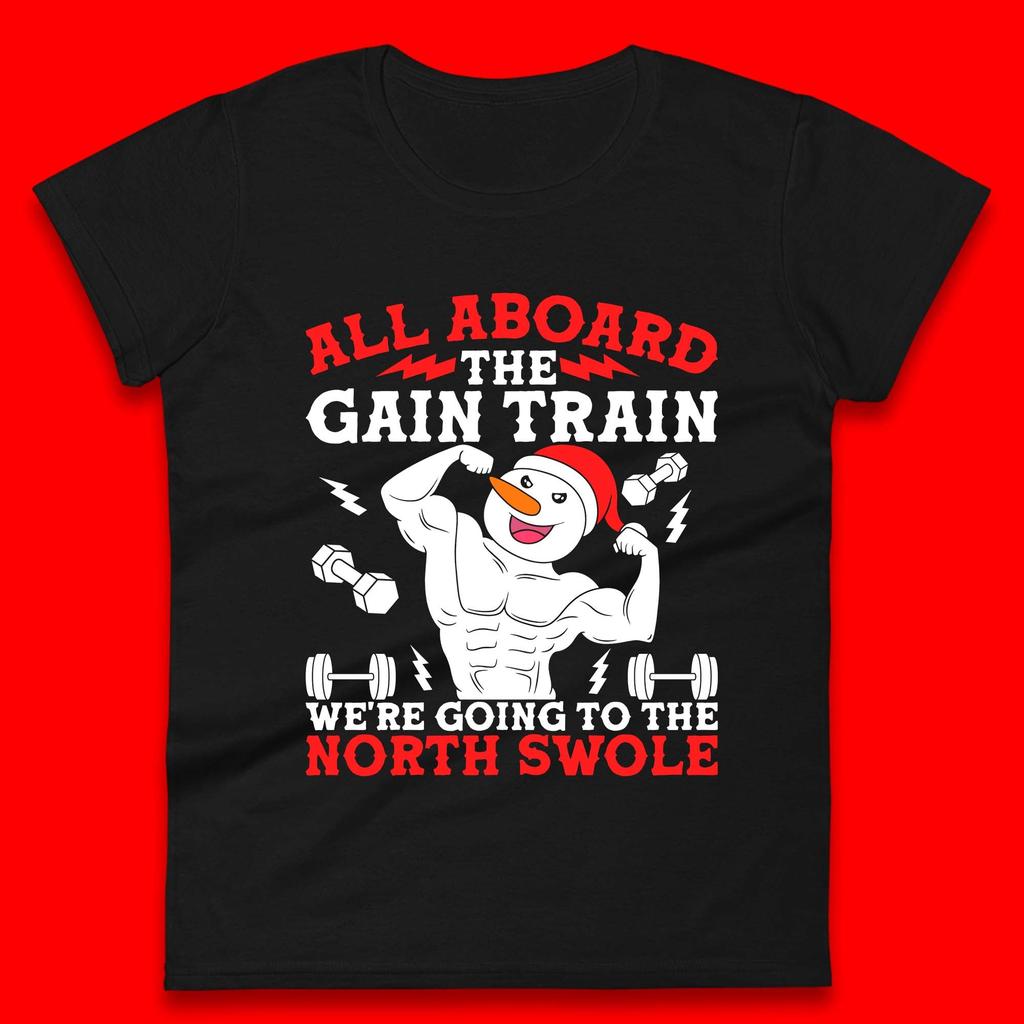 North Swole Snowman Christmas Gym Womens T-Shirt Mens Tops Tees Unisex