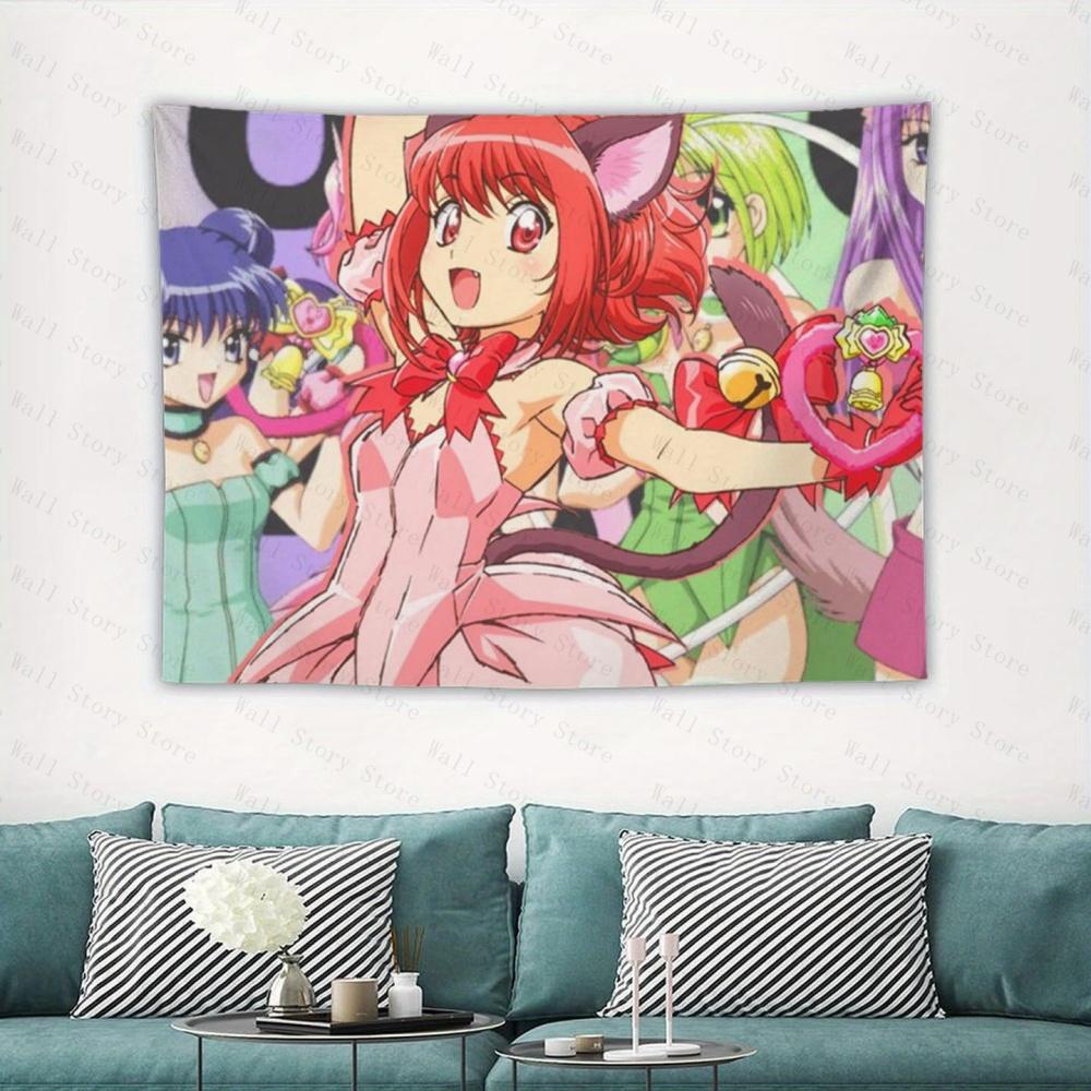 Anime Tokyo Mew Mew Cartoon Tapestry Room Decoration Banner Hanging Room Tapestry Decoration Party Tapestry Bedroom Tapestry