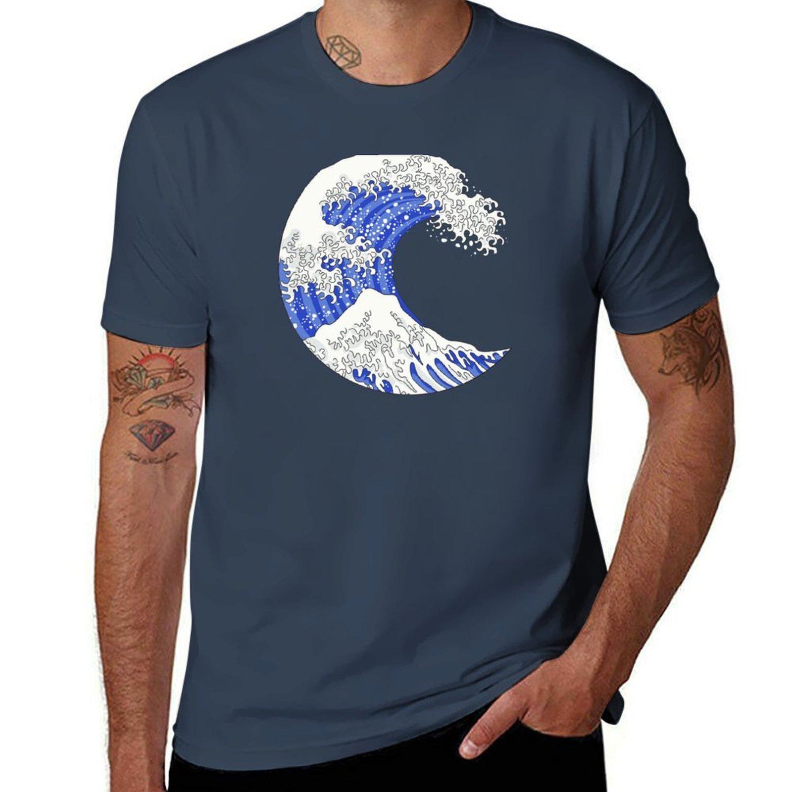 Great Blue Wave Tshirt Ultra Soft Breathable Tee Top S