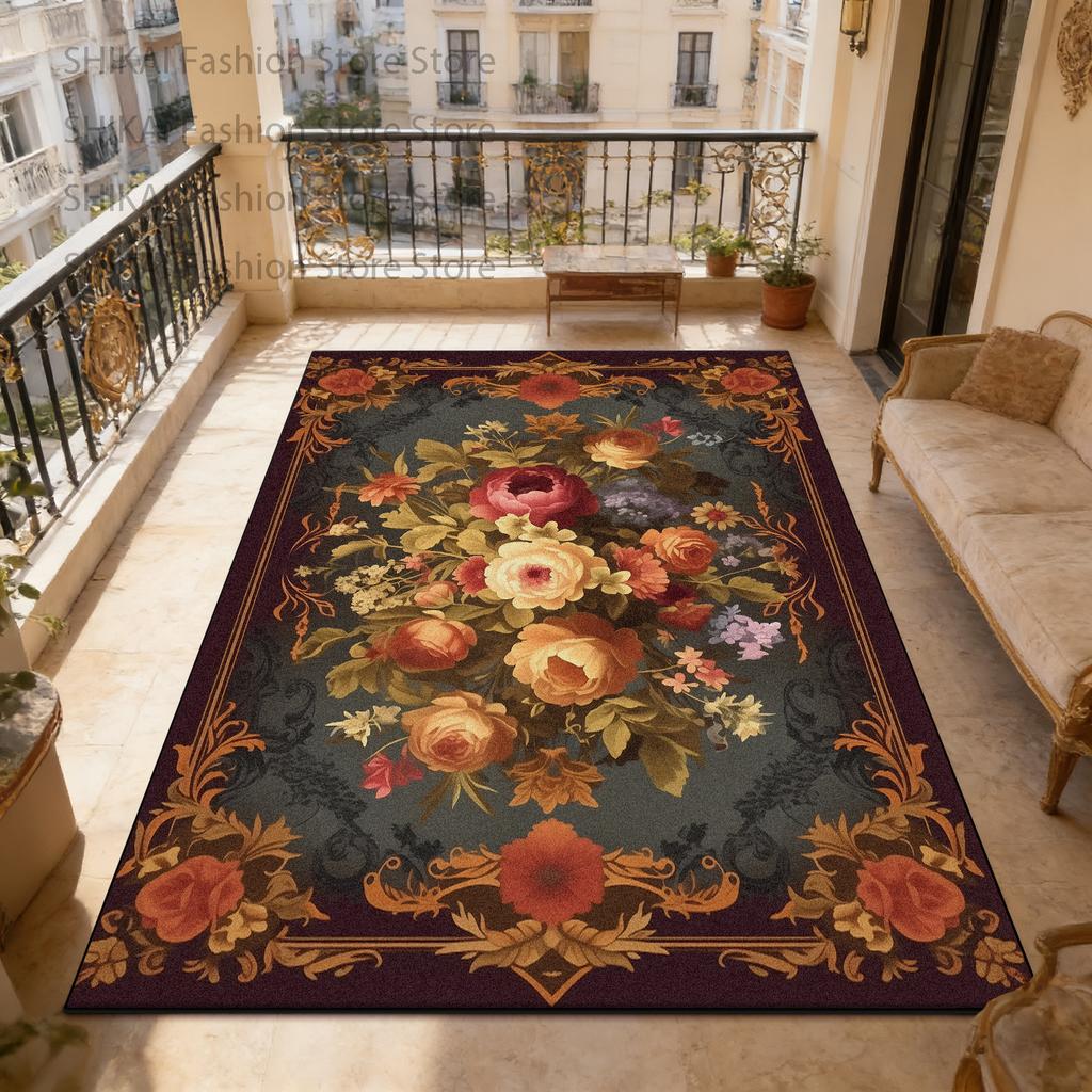 European Classic Country Style Balcony Carpet Easy Clean Fluffy Large Area Floor Mats Home Decoration Luxury Non-slip Soft Rugs
