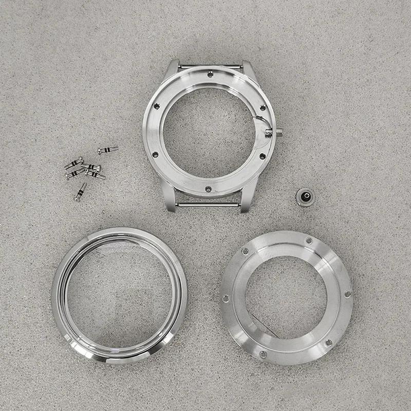 Stainless Steel Case+Leather Strap 39MM Double Buckle Leather Modification Watch Accessories For NH35/NH36/4R/7S Movement