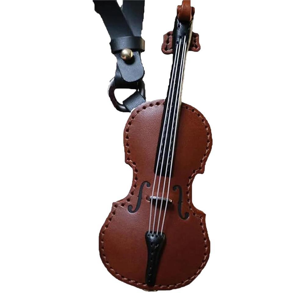 PU Leather Musical Instrument Keychain Creative Bag Pendant Mini Vintage Violin & Cello Keychain