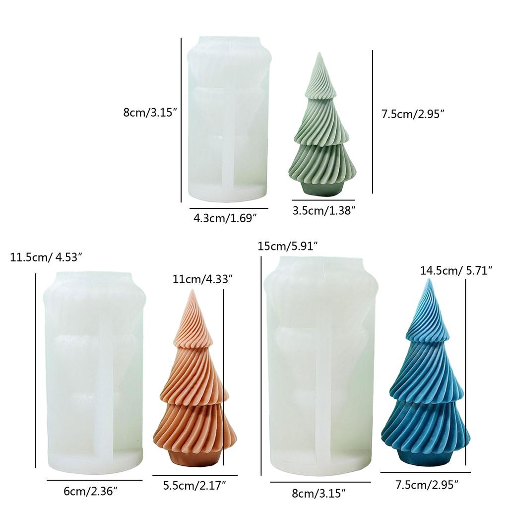 3D Christmas Tree Candle Mold Silicone Mould for Candle Making Handmade Soap Fondant Cake Epoxy Resin Mold DIY Craft