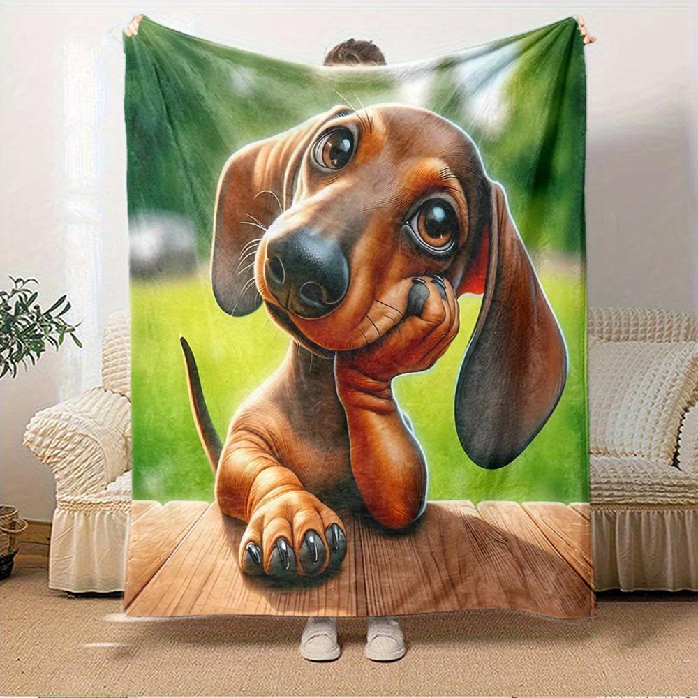 

For Dachshund,Cute,Outdoor-Themed Flannel Blanket, Glam Style, Digital Print, All-Season Comfort, Tear-Resistant, Knitted Craftsmanship, Pol 150x180cm