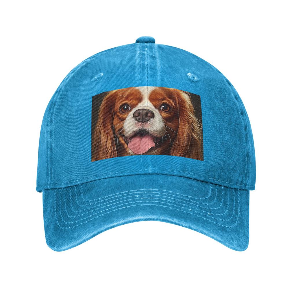 Cavalier King Charles Spaniel Gewaschene Jeans-Kappe Lässige Baseballkappen Verstellbarer Hut Sommer Unisex Baseballkappen