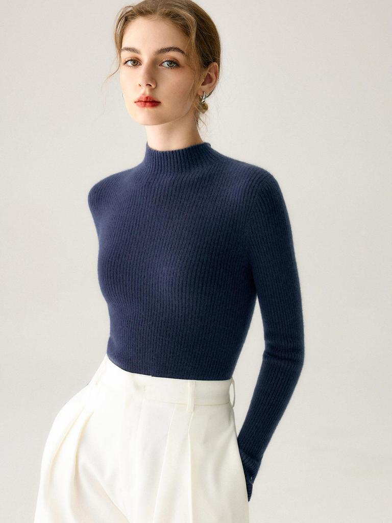 Maglione da donna a collo alto, vestibilità slim, 100% puro cashmere, per Autunno/Inverno