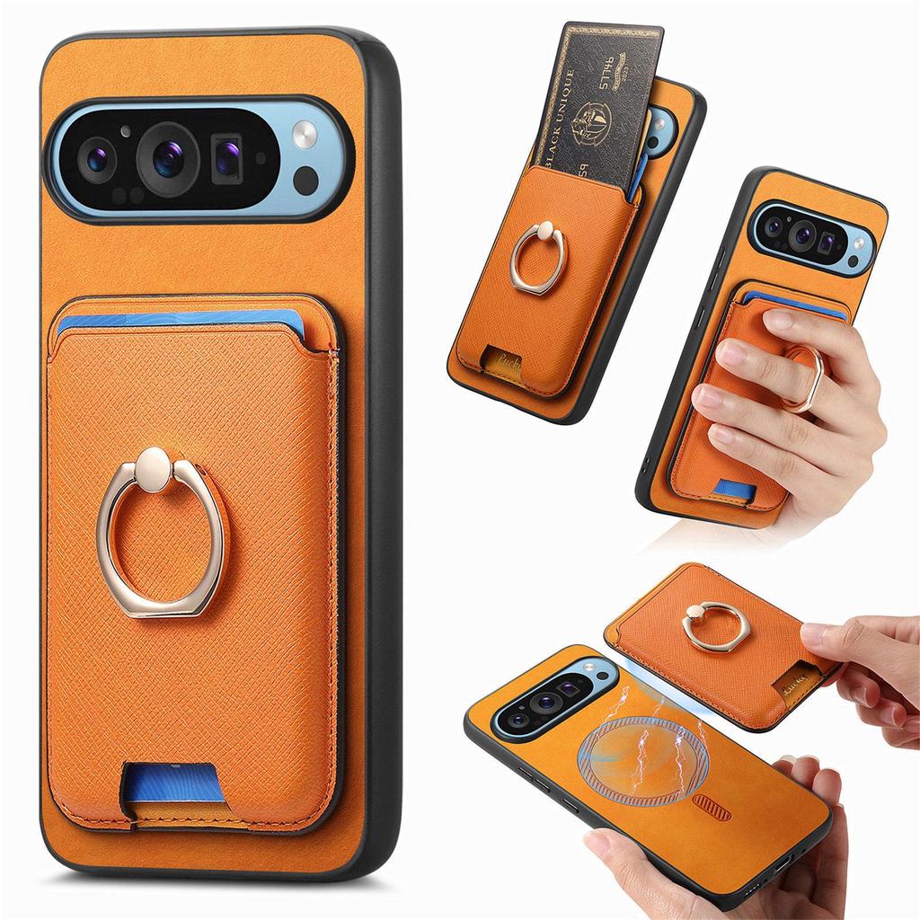 Cross-Border Google Pixel 9A Magnetic Card Holder Ring Case - Drop-Proof Protection