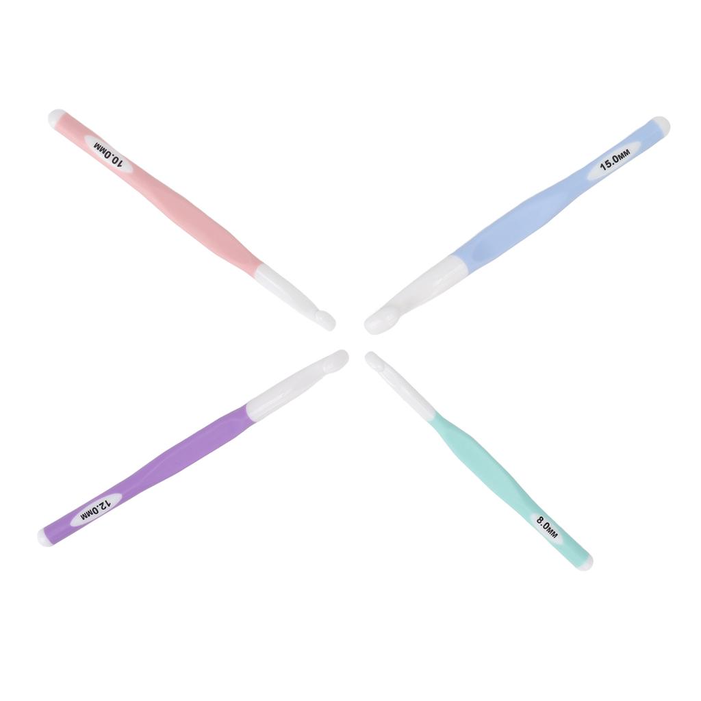 4 ks Háčků na háčkování Ergonomický design Průhledná stupnice Plastová sada háčků na háčkování pro pletení Koberců